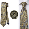 thumbnail image 3 of Mens Ties Silk Neckties Yellow Mustard Paisley Skinny Size 2.36", 3 of 7