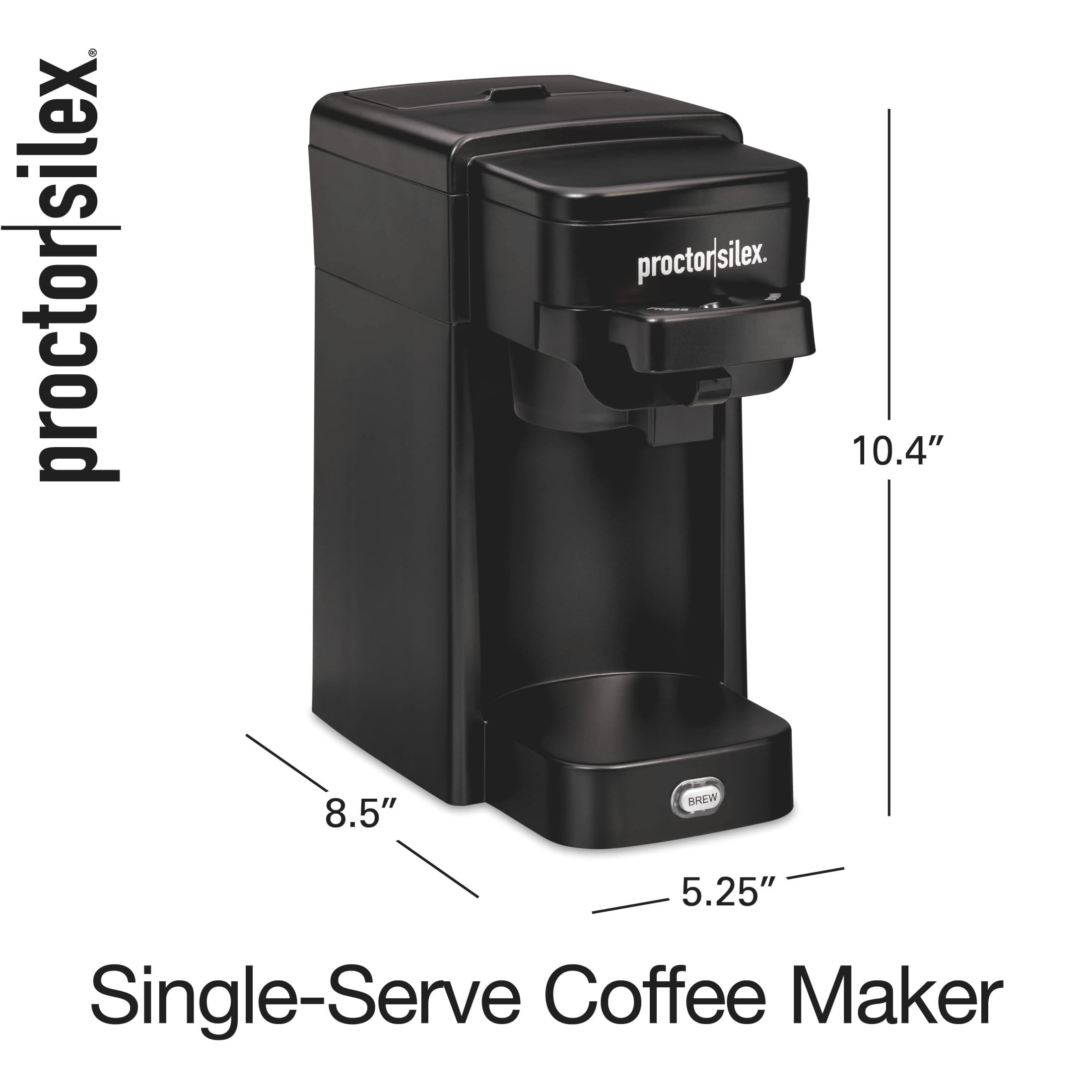 Proctor Silex Single Serve Coffee Maker, Compatible with Ground Coffee & Pods, Matte Black
