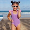 thumbnail image 2 of Shadoumai Girls Fashion Solid Color Swimsuit For Toddler Little Kid And Youth Summer Beach Bathing Suit,Mermaid Tail Swimsuit 3Pcs, 2 of 7
