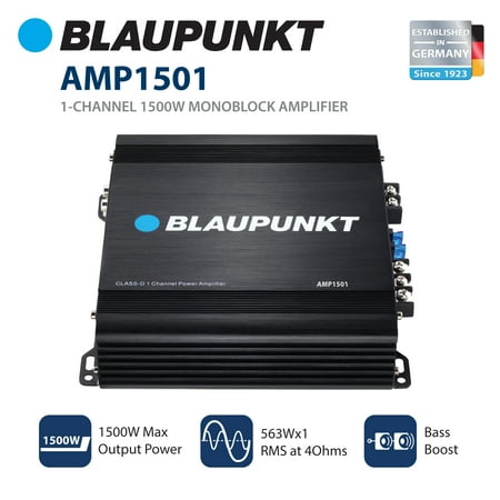 Blaupunkt AMP1501 Car Full-Range Amplifier 1500 Watts (Best 3 Channel Car Amp)