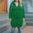 thumbnail image 4 of Women's Full Zip Plus Size Hoodie - Long Oversized Fleece Lined Sweatshirt, Fall Winter Hooded Jacket with Pockets, Long Sleeve Warm Outfits for Daily Wear Green 5XL, 4 of 4