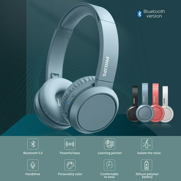 Auriculares inalámbricos Bluetooth,Philips H4205BK/00 On Ear (Bass Boost, 29 Horas de autonomía, Función de Carga rápida, Aislamiento acústico, Diseño Plegable) Philips H4205