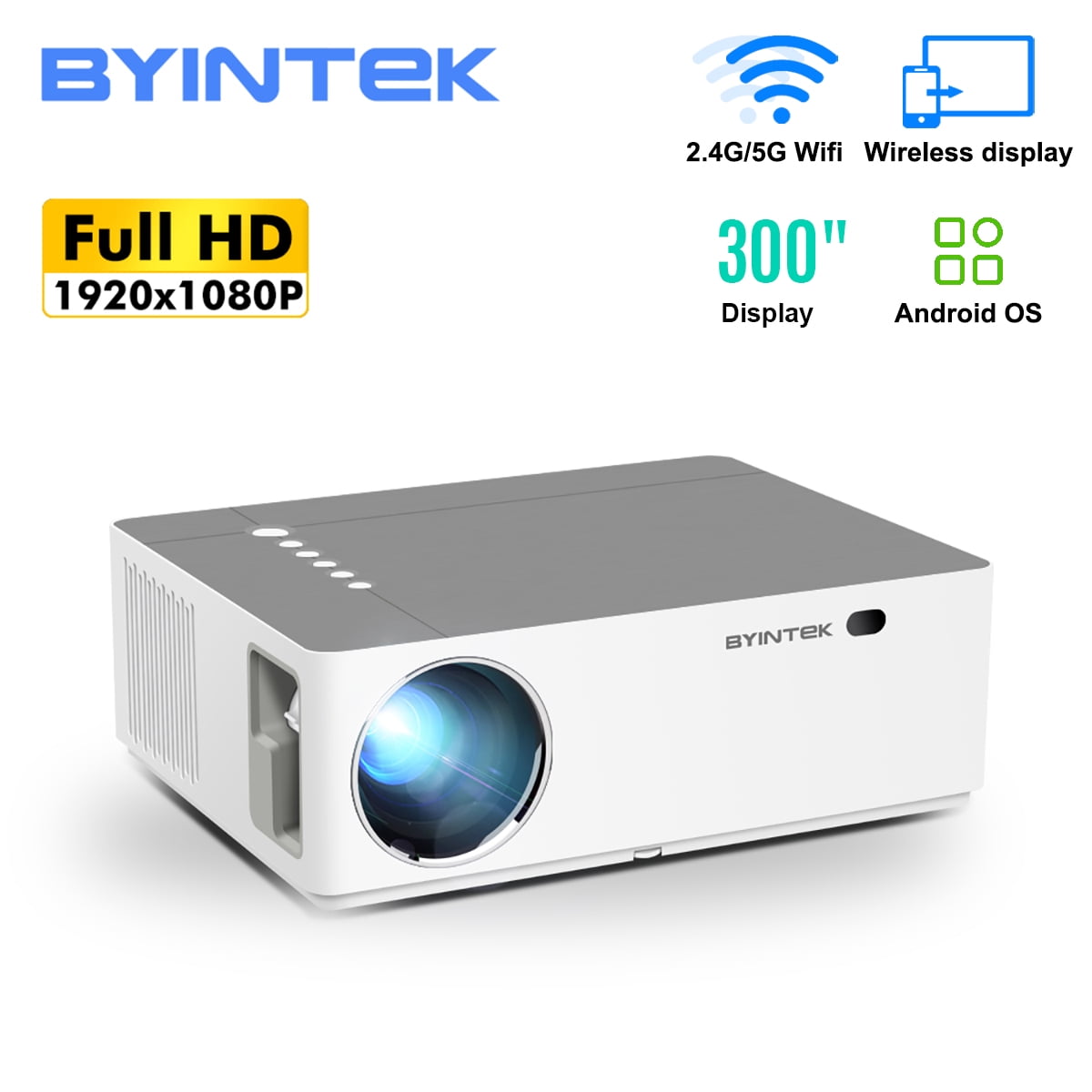 BYINTEK K20 Smart 1080P Full HD Projector 500 ANSI Lumens LED Video
