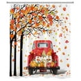 thumbnail image 2 of HVEST Fall Gnomes Shower Curtain Decor, Farm Truck and Funny Gnomes Pumpkins under Maple Trees in Autumn Shower Curtain Thanksgiving Bathroom Polyester Fabric Decor Curtain with Hooks, 60X72 inch, 2 of 6