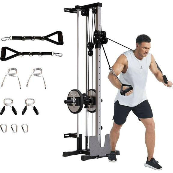 GARVEE Wall Mount Cable Machine with LAT Pulldown System, Home Gym Station