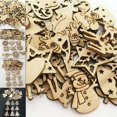 thumbnail image 3 of 100Pcs Christmas Snowflakes Wooden Pendants Xmas Tree Ornaments Home Hanging Decor, 3 of 5