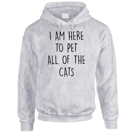 I'M HERE TO PET ALL THE CATS - Fleece Pullover Hoodie, Sport, Small