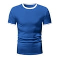 thumbnail image 4 of Big and Tall Shirts for Men Summer Fashion Color Matching T Shirt With Short Sleeves And Round Neck Plain T Shirts for Men Big Tall Striped Long Sleeved Shirt Man Workout Loose Fit XL, 4 of 5