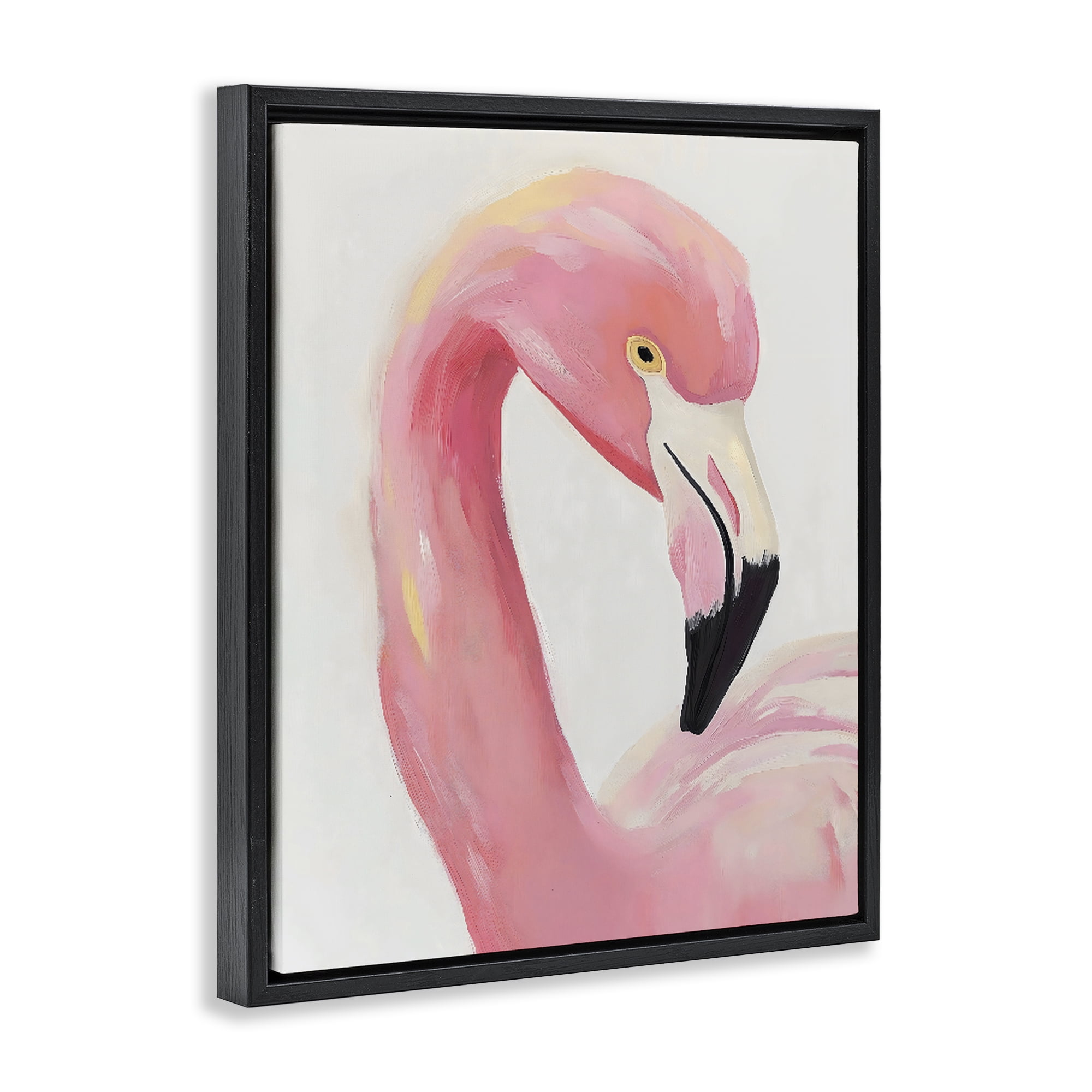 Stupell Industries Serene Pink Flamingo Portrait Black Framed Floater Canvas Wall Art, design by The Prints Vibe