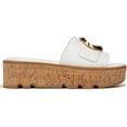 thumbnail image 2 of Franco Sarto Women's Hoda Cork Platform Slide Sandals White Leather 8M, 2 of 5
