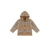 hirigin Plaid Wool Jacket Kids Long Sleeve Hooded Cardigan with Pockets