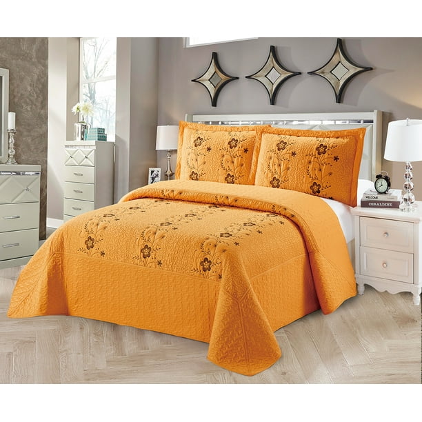 Golden Linens Over Size 3 pieces Solid Color Embroidery ...