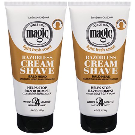 Softsheen-Carson Magic Razorless Shaving Cream for Men, Hair Removal Cream, for Bald Head Maintenance, No Razor Needed, Depilatory Cream Works in 4 Minutes for Coarse Curly Hair, 2 Count