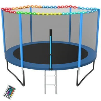 YORIN Trampoline for 2-3 Kids, 8 FT 10FT Trampoline for Adults with Enclosure Net, Ladder, 800LBS Weight Capacity Outdoor Round Recreational Trampoline, ASTM Approved Heavy Duty Trampoline