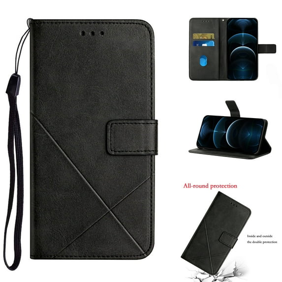 Business Wallet Case for Samsung Galaxy A34 5G, Strong Magnetic Clasp Card Slots Holder Luxury PU Leather Flip Folio Cover with Kickstand Soft Silicone Shockproof Protective Case,Black