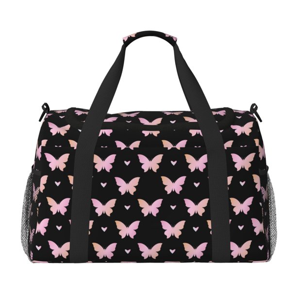 Balery Gradient Butterfly Bolsa de Gimnasio para Mujeres, Bolsa de Viaje con Bolsillo Húmedo, Bolsa de Fin de Semana para Mujeres, Bolsa de Viaje Resistente al Agua