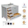 thumbnail image 3 of Ariel Cambridge 43 In. Right Offset Rectangle Single Sink Vanity With Carrara White Marble 0.75 In Countertop In Grey, 3 of 10