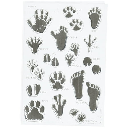 Animals Clear Stamps - Animal Prints Stamp Set, Clear, Includes Human, Gorilla, Cat, Dog, Bear, Beaver, Bird, Pig, Mouse, Horse, Squirrel, Rabbit, Tiger, Frog & Raccoon prints By Hero Arts