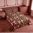 thumbnail image 5 of Manfei Pink Bowknot Bow Bedding Comforter Set,Brown Leopard Print Twin Comforter Sets,Jungle Animal Bedding Set For Girls,Microfiber Room Decorative Reversible,2 Pieces, 5 of 8