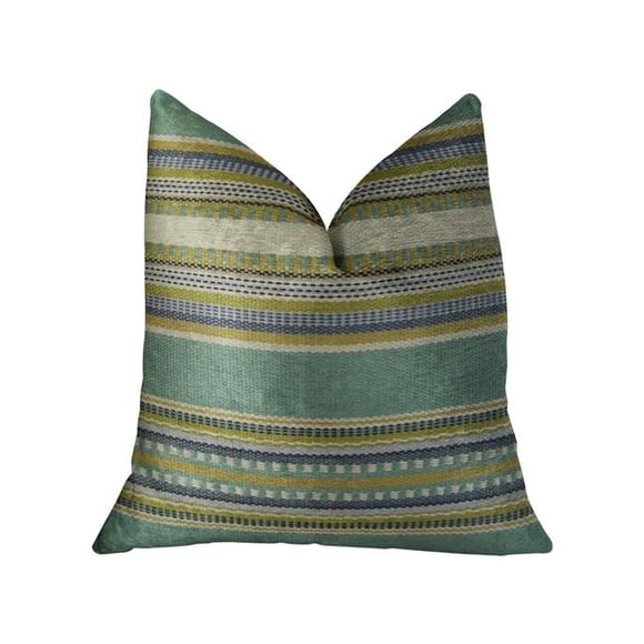 Plutus PBRAZ313-2222-DP South Shore Jungle Bleu Pâle Vert et Crème Oreiller de Luxe Fait à la Main, 22 x 22 Po