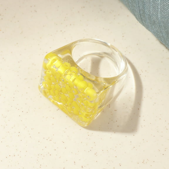Women's Acrylic Resin Ring with Clear Diamond Accent Geometric Design Fashion Jewelry Individually Packed Birthday