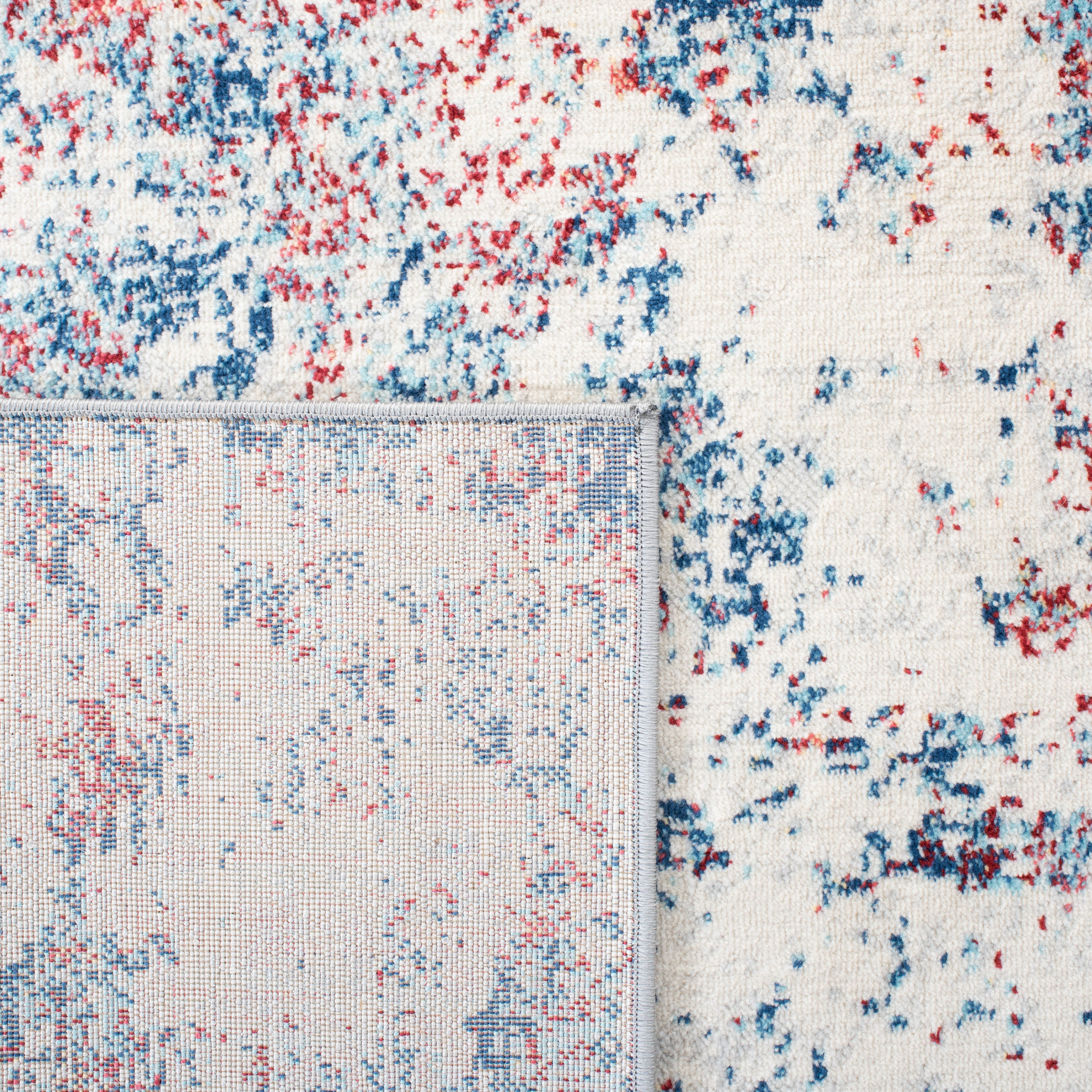 SAFAVIEH Brentwood Ainslee Abstract Area Rug, Navy/Red, 5' x 5' Square