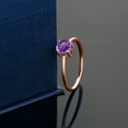 thumbnail image 4 of Gem Stone King 10K Rose Gold Purple Amethyst Solitaire Engagement Ring for Women (1.00 Cttw, Round 6MM, Gemstone February Birthstone, Size 10), 4 of 5