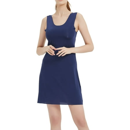 Jdlsppl Women s Soft Shapewear Full Slip for Under Dresses Lingerie Body Shaper Comfy Lightweight Sleeveless Cami Royal Blue 12-14