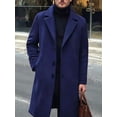 thumbnail image 6 of Men'S Wool Blend Trench Coat Notched Collar Overcoat with Pockets Navy Blue 4XL, 6 of 8