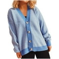 thumbnail image 2 of Puntoco suéter moda mujer Casual cuello en V manga suéter cárdigan blusa botón Pullver tops liquidación de Navidad Puntoco Puntoco-3525, 2 of 5
