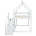 thumbnail image 2 of Harper & Bright Designs House Bunk Beds with Slide and Storage Stairs, Wood Twin Over Twin Bunk Bed with Roof and Stairs for Bedroom, White, 2 of 14