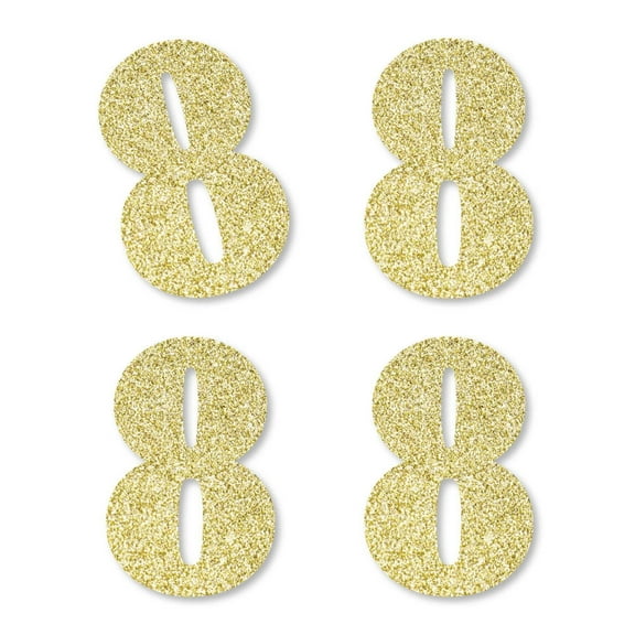Big Dot of Happiness Gold Glitter 8 - No-Mess Real Gold Glitter Cut-Out Numbers - 8th Birthday Party Confetti - Set of 24