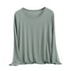 thumbnail image 2 of HongQid Women's Crew Neck Long Sleeve Shirts Basic Loose Fit Layering Modal Cotton Tops, 2 of 6