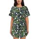 thumbnail image 1 of Fotbe Fun Panda Playing With Bamboo Leaves Conjunto de Pijama Estampado para Mujer, 2 Piezas, Ropa de Dormir con Camiseta de Manga Corta y Shorts Suaves-Large, 1 of 6