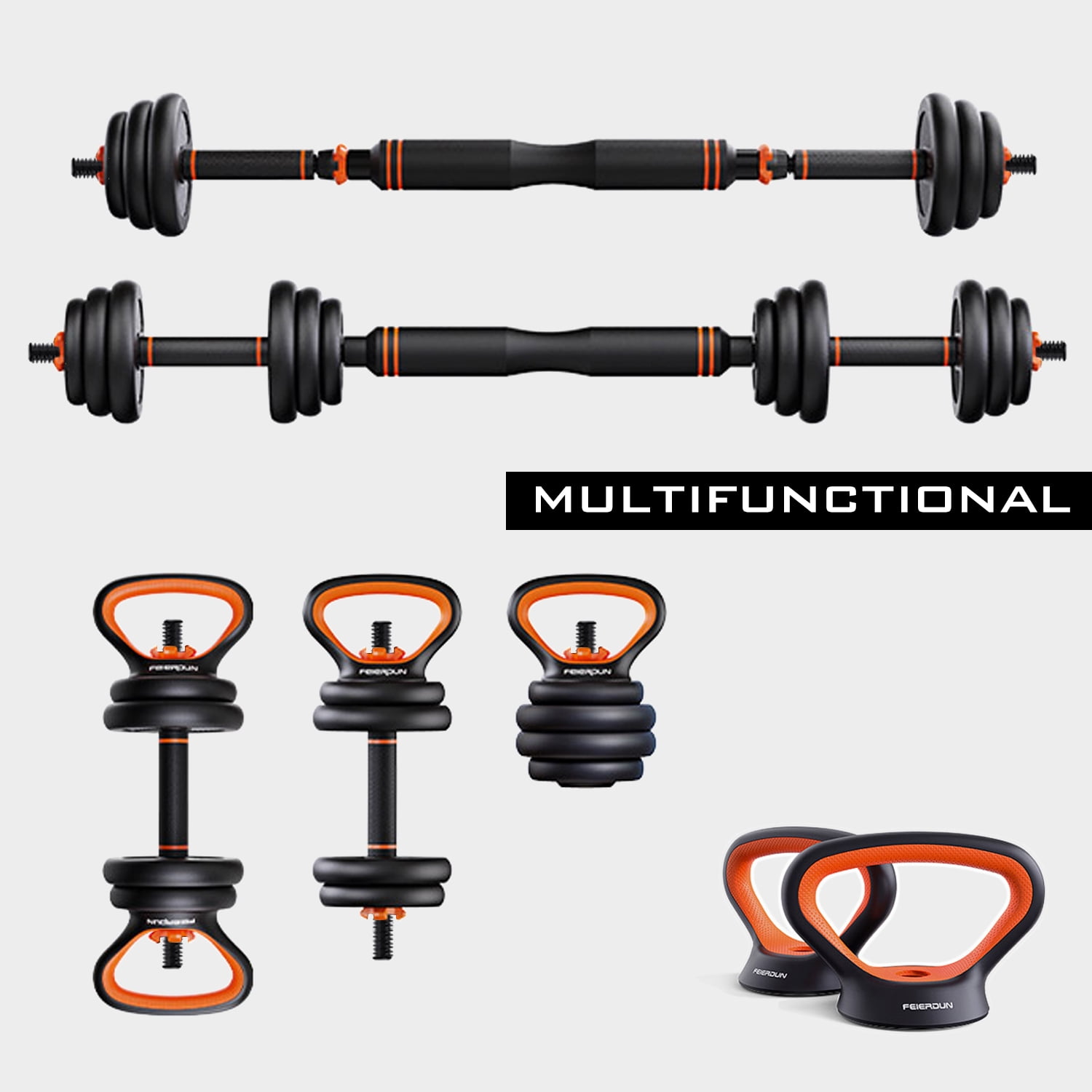 66 Lbs Dumbbell Set with Barbell Kettlebell and Push Up Bar Function
