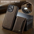 thumbnail image 2 of AutSpace Funda para Apple iPhone 13 Pro, Bloqueo RFID, Cuero PU, Compatible con MagSafe, Billetera Desmontable 2 en 1 con Tarjetero, Soporte, Cubierta Protectora Magnética, Marrón, para iPhone 13 Pro, 2 of 8