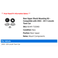 thumbnail image 2 of Rear Upper Shock Mounting Kit - Compatible with 2003 - 2011 Lincoln Town Car 2004 2005 2006 2007 2008 2009 2010, 2 of 2