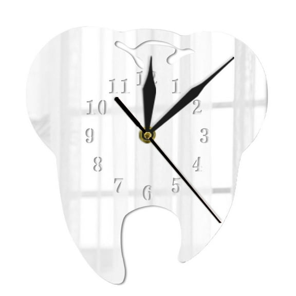 Kokovifyves Home Essentials 3D Creative Creative Teeth Acrylic Mirror Wall Clock Home Decoration Wall Clock
