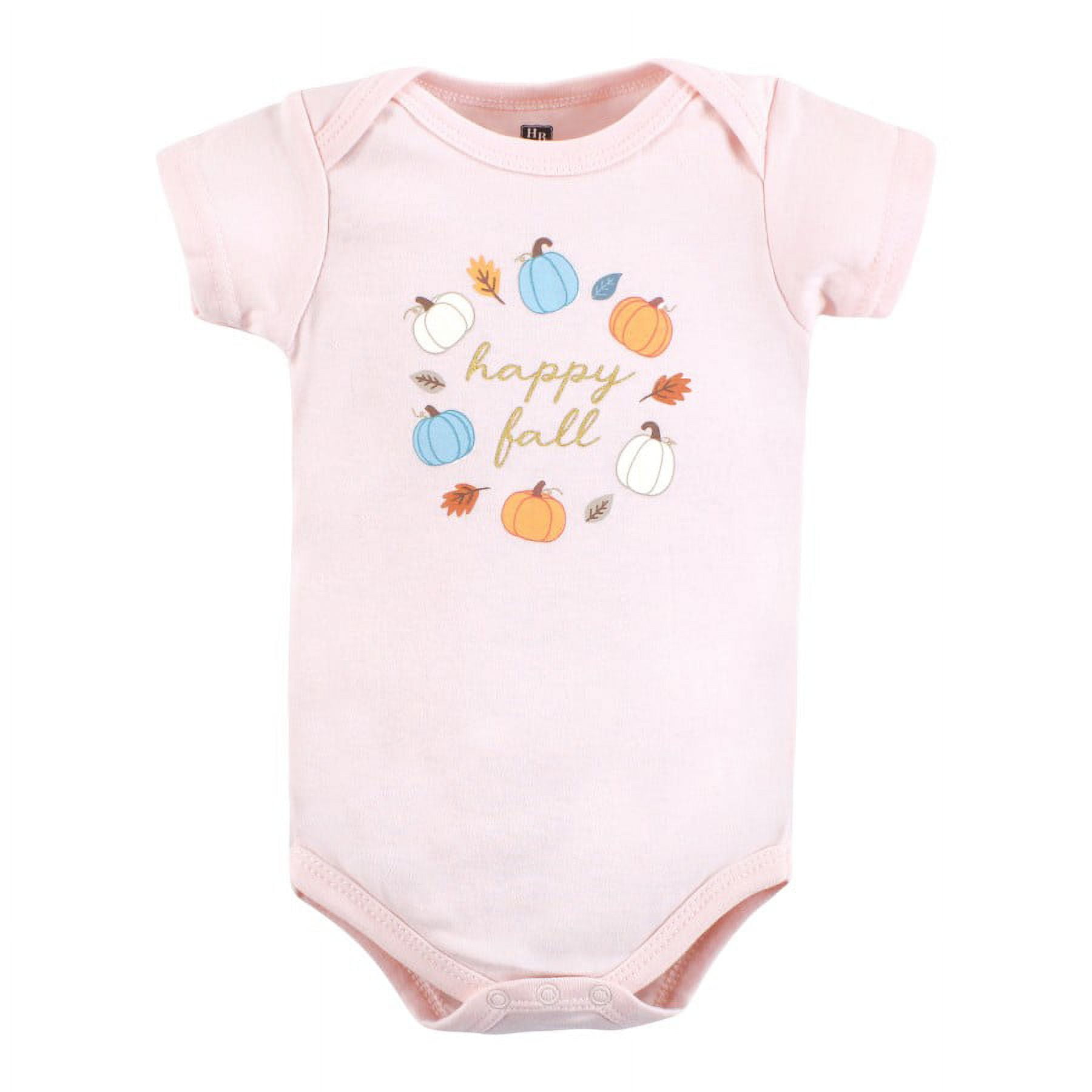 Hudson Baby Infant Girl Cotton Bodysuits, Happy Fall, 3-6 Months
