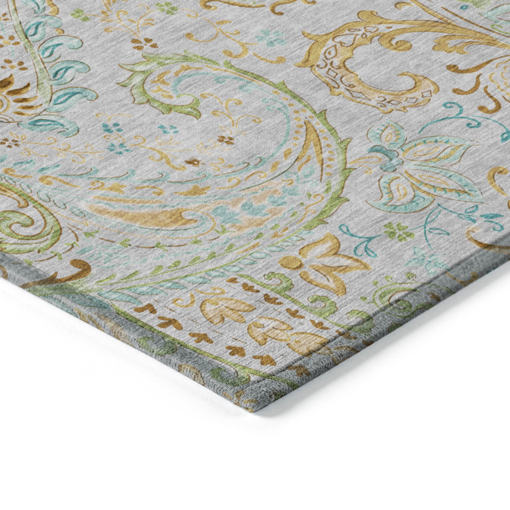 Addison Rugs Chantille Indoor/Outdoor Transitional Paisley Gray Washable Rectangle Rug, 8' x 10'