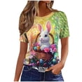 thumbnail image 5 of Easter Shirt for Women Colorful Patterned Eggs Print T-Shirt Short Sleeve Crewneck Lightweight Breathable Festival Apparel Holiday Top, 5 of 5