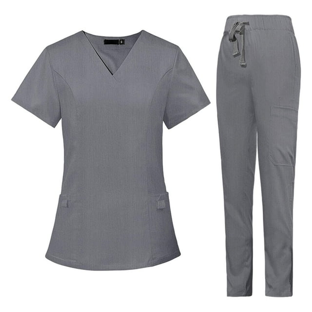 Conjunto de uniforme para mujer Strade Fareast Limited pantalones Superiores de enfermera Gris L
