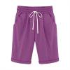 thumbnail image 1 of Plebaso Women's Knee Length Shorts Drawstring Casual Shorts with Pockets Solid Color Summer Beach Shorts, 1 of 3