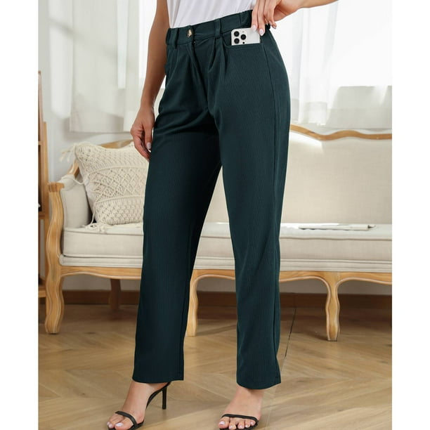 Pantalones con cierre de cremallera Pantalones de talle alto para mujer Pantalones de talle alto con bolsillo Valor excepcional Walmart en linea