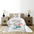 thumbnail image 4 of Ambesonne Anchor Quilted Bedspread Set 2 Pcs, Spring Blossoms Feathers, Twin Size, Brown Pale Pink, 4 of 5