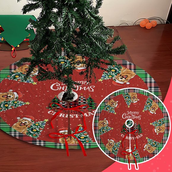 PEONAVET Christmas Tree Skirt Christmas Tree Skirt Holiday Party Scene Decoration Tree Bottom Apron Cloth Decoration Tree Skirt
