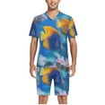 thumbnail image 5 of joogoo Men's Pajama Set Tropical Fish Ocean V-Neck Pj Shorts Set 2 Piece Loungewear Sleepwear M, 5 of 7