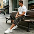 thumbnail image 5 of LTTVQM Men's Camo Capri Cargo Pants Realtree Leaf Camo Dual Side Cargo Pockets Stretch Waist Summer Fishing Casual Capri Shorts Army Green L, 5 of 7