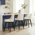 thumbnail image 5 of CHITA 26 inch Swivel Upholstered Counter Height Bar Stools with Tufted Back Set of 2, Fabric in Linen, 5 of 11