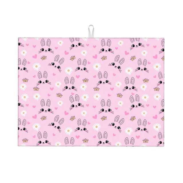 Fotbe Rabbit Face Alfombrilla de Secado para Cocina con Estampado, 18x24 Pulgadas